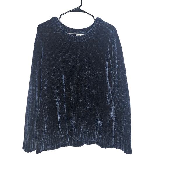 Orvis Chenille Pullover Sweatshirt Ladies Sz Medium Navy Blue Cozy Warm Comfy - Picture 1 of 8